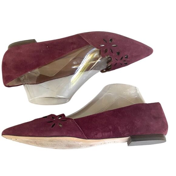 Lauren Ralph Lauren Allayana Burgundy Suede Pointed Toe cut out Ballet Flats 10 - Picture 4 of 9